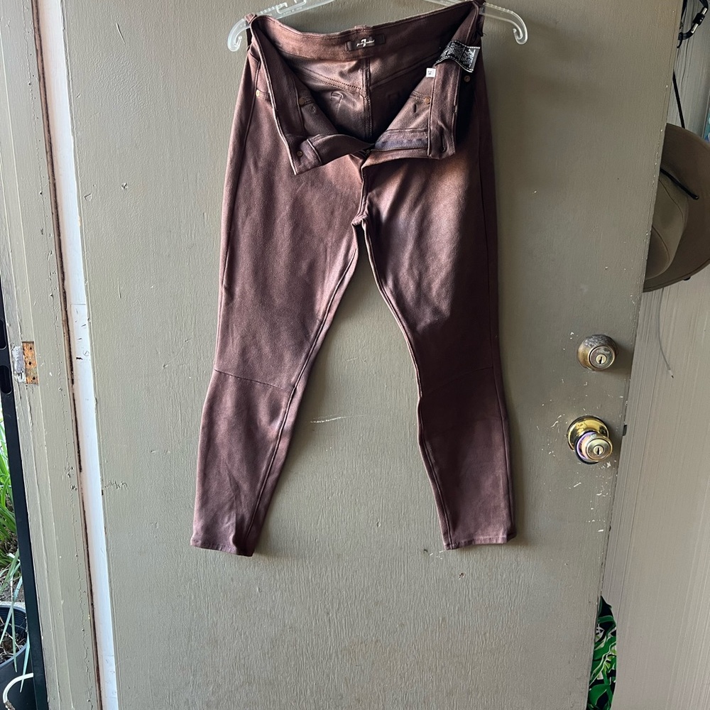 Seven For All Mankind Brown Suede Skinny Jeans